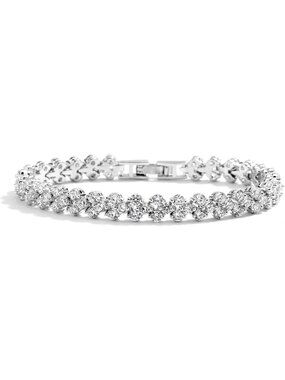 Elegant Platinum Plated Cubic Zirconia Tennis Bracelet - Perfect for Weddings
